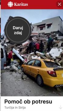 Pomagajmo prebivalcem Turčije in Sirije (zbiranje finančnih sredstev Rdečega križa Slovenije in Karitasa Slovenije) (1)